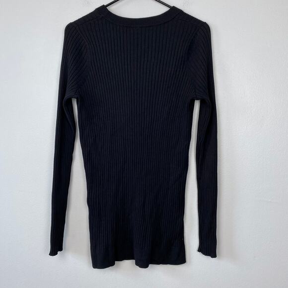 Athleta‎ Lincoln Park Sweater Black Lyocell Blend Crewneck Ribbed Size Medium - Picture 6 of 11